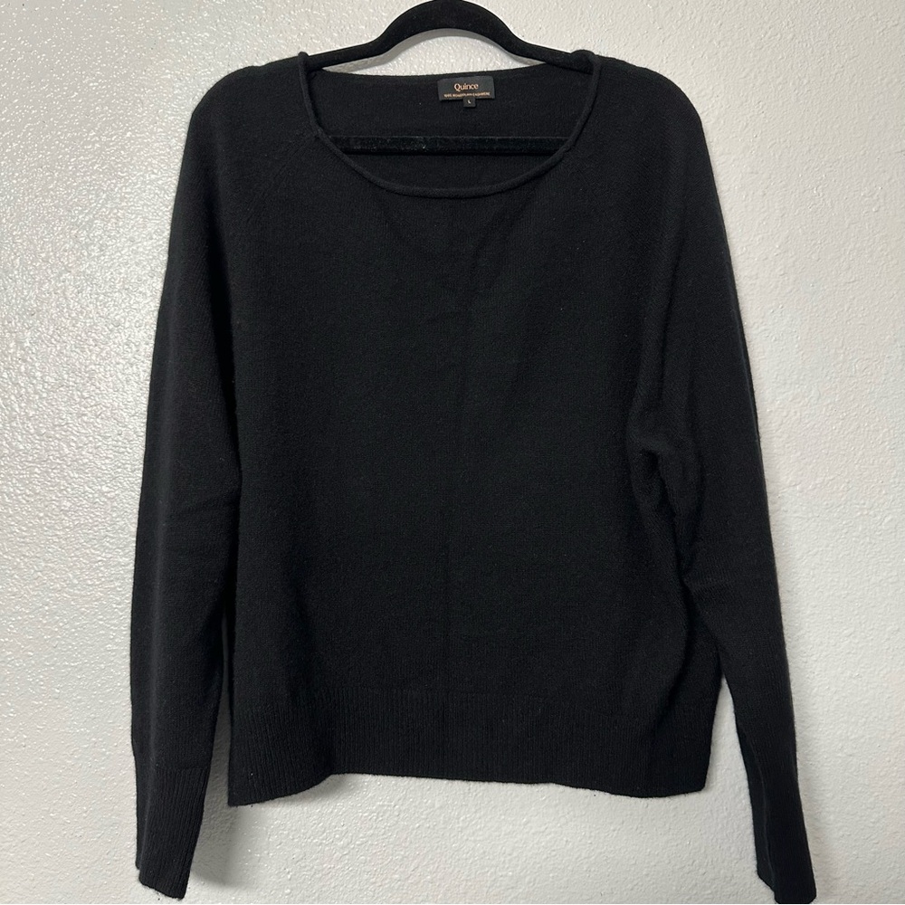 QUINCE Boatneck Cashmere Sweater (Blk)